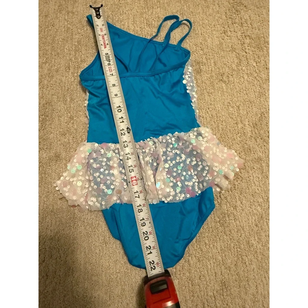 Weissman‎ Kids Large Iridescent Sequin Blue Dance Costume + Pants & Accessories
